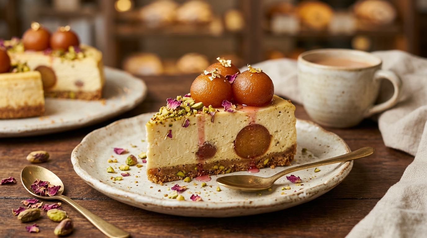 Gulab Jamun Baked Cheesecake