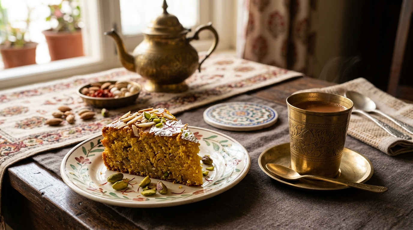 Saffron & Mawa Pistachio Cake